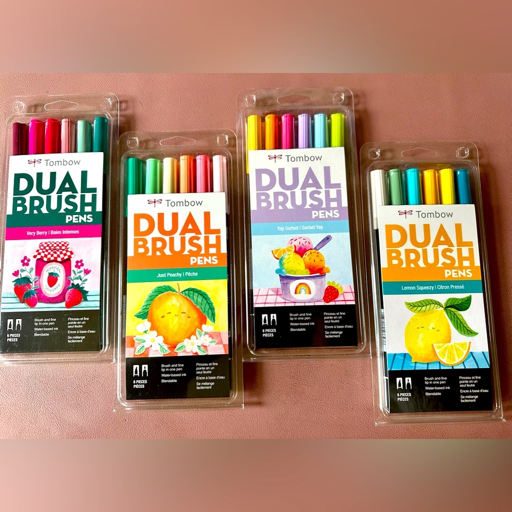 Tombow Fresh Flavors Dual Brush Pen Art Markers 4 brand new pack total 24 pens